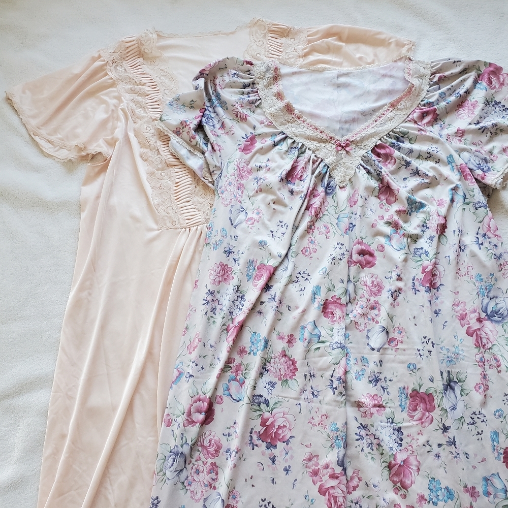 Vtg St. Michael M&S Long Ditsy Floral pink Nightie Night Dress Size 14-16 (2)